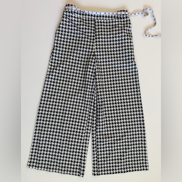 oshoplive Pants - Oshoplive Black White Houndstooth Pull-On Wide Leg Cropped Pants XL Stretch
